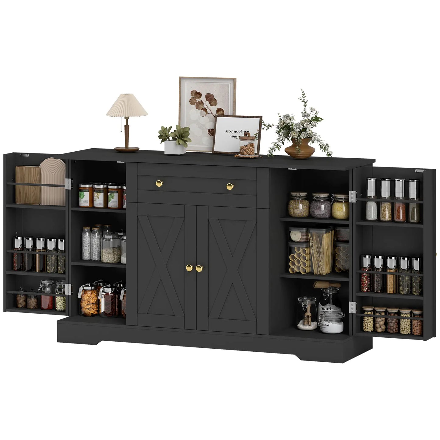 Sideboard Buffet Cabinet, Farmhouse Coffee Bar, Black Bar Cabinets Black, Gold at Gallery Canada
