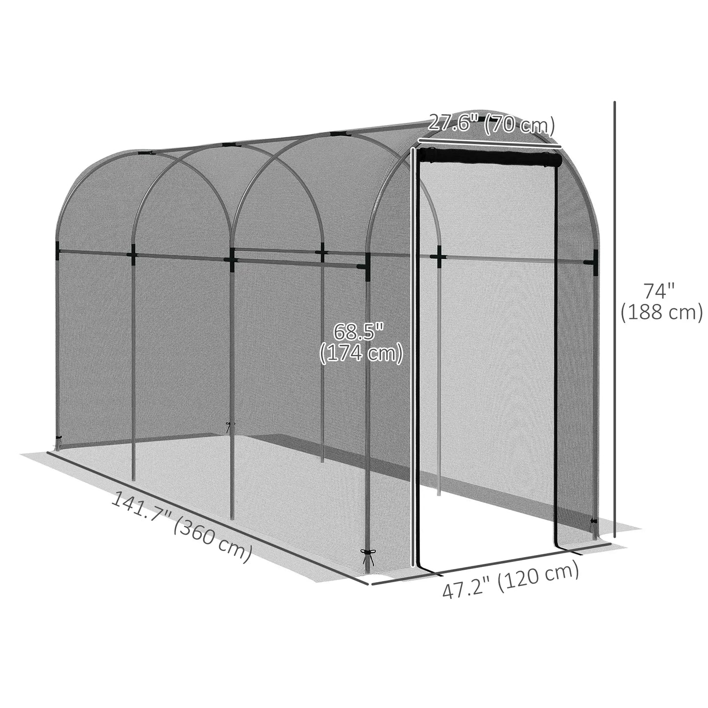 Galvanized Steel Crop Cage, Plant Protection Tent, 4' x 12', Black Walk In Greenhouses at Gallery Canada