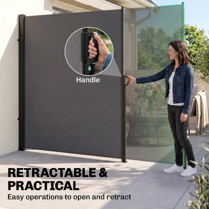 118" x 79" Outdoor Folding Privacy Screen, Retractable Side Awning, UV Wind Resistant, Light Grey Side Awnings at Gallery Canada