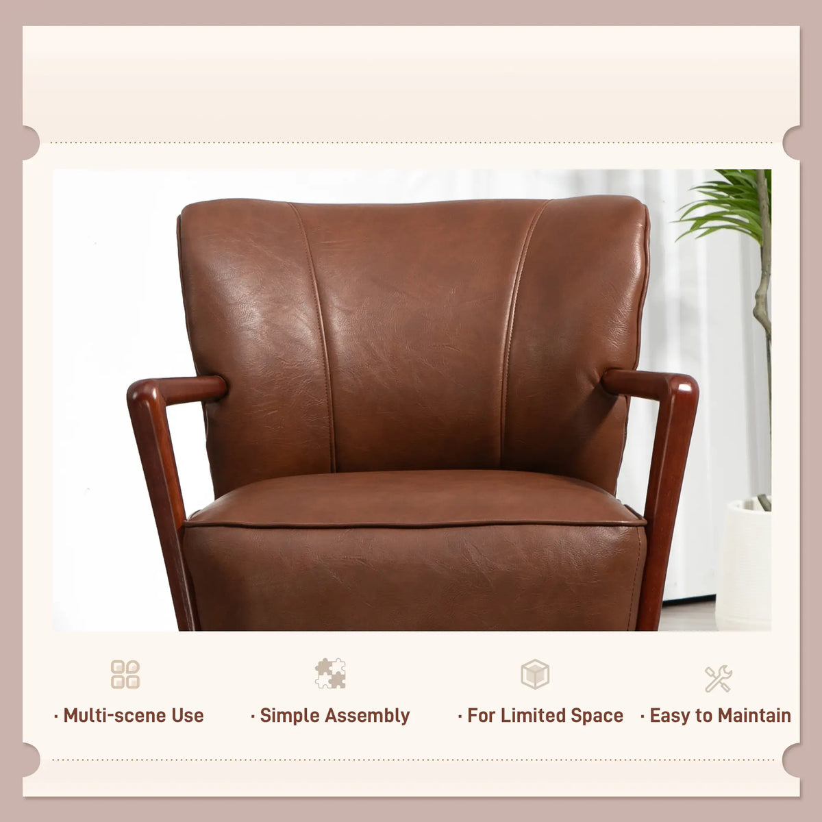 Modern Accent Chair, Faux Leather Upholstered, Wood Legs, Brown Accent Chairs at Gallery Canada