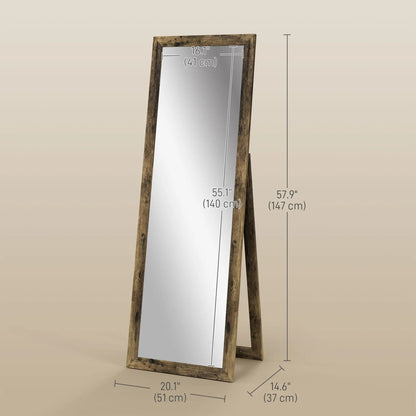 58" x 20" Floor Mirror, Full Body, Rustic Brown, Brown Full Length Mirrors at Gallery Canada