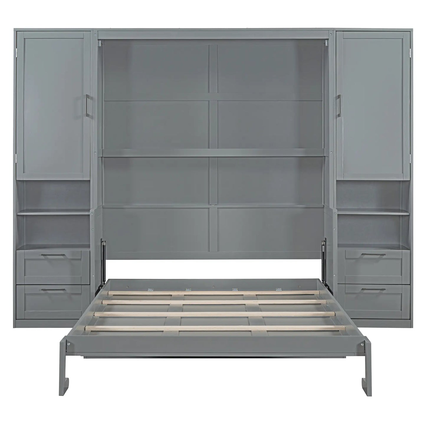 Queen Murphy Bed with Closet, Drawers, Shelves, 114" L x 17" W x 87" H, Grey Bed Frames at Gallery Canada