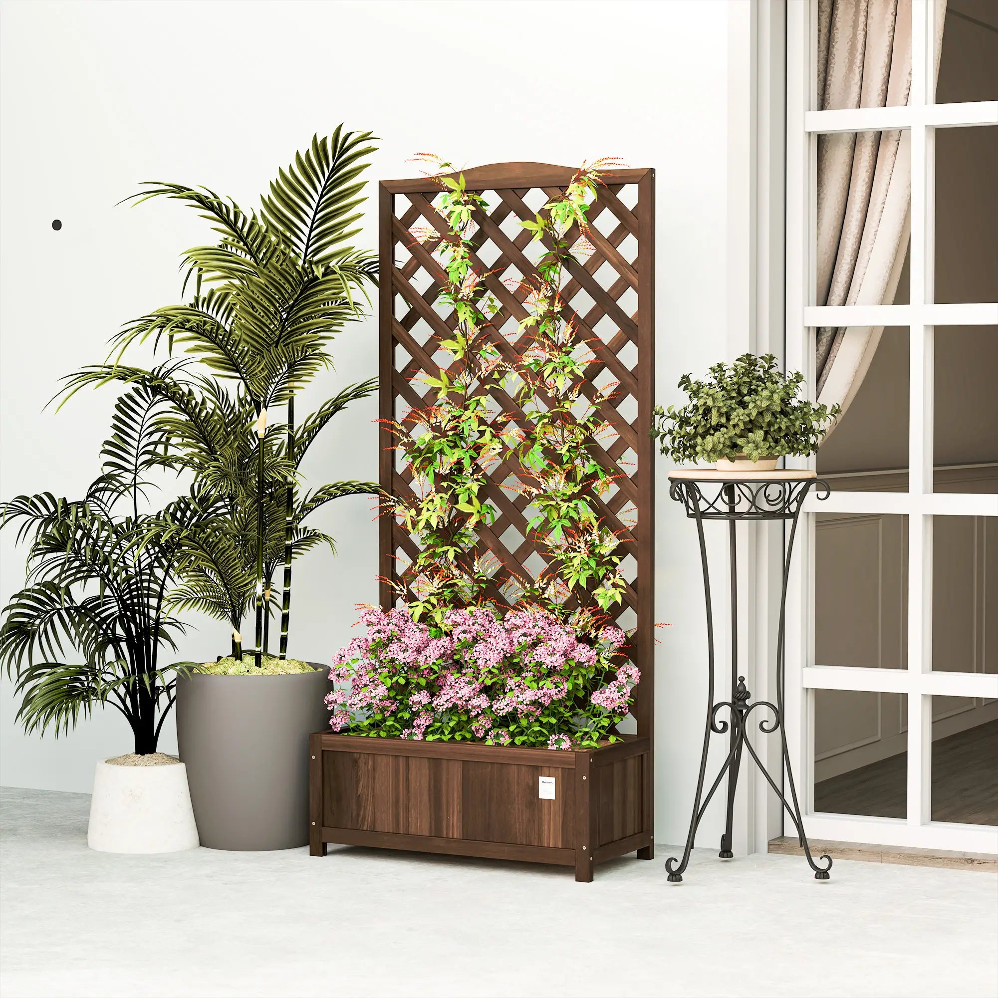 Wood Planter With Trellis, Raised Garden Bed, 30