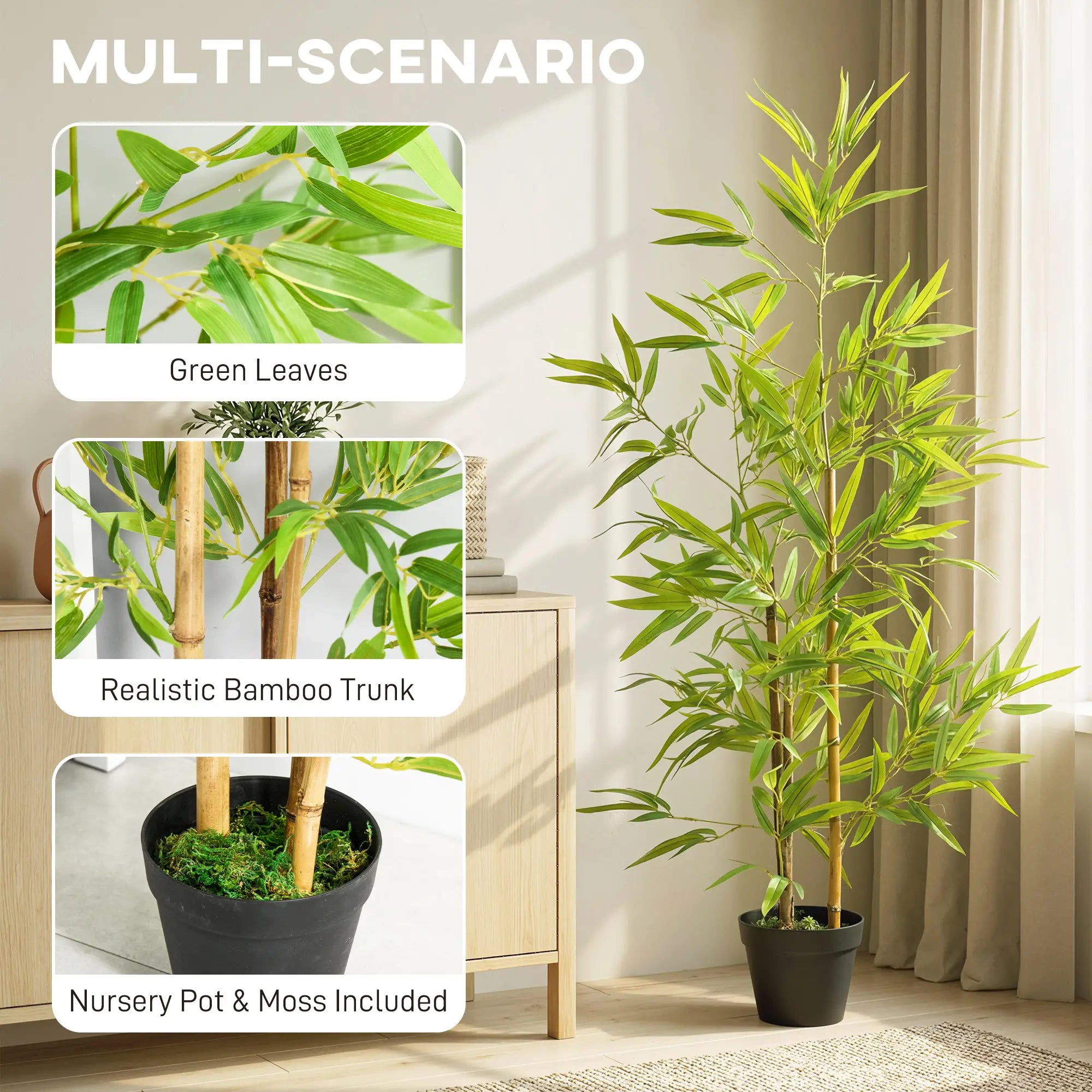 Artificial Bamboo Tree, 4ft, Realistic Leaf, Natural Trunk, Decorative Plant Artificial Trees at Gallery Canada