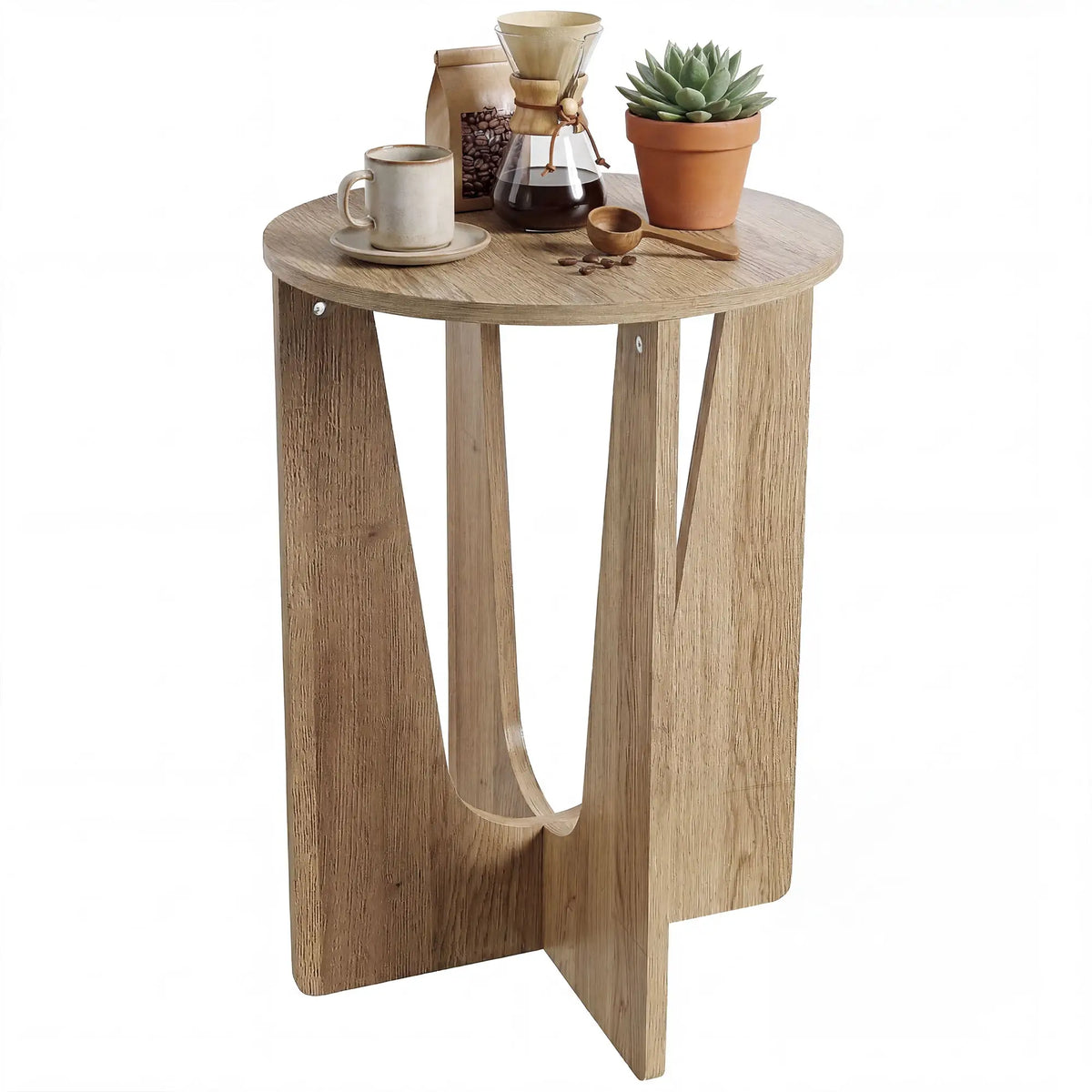 Round Side Table, Compact End Table, Curved Legs