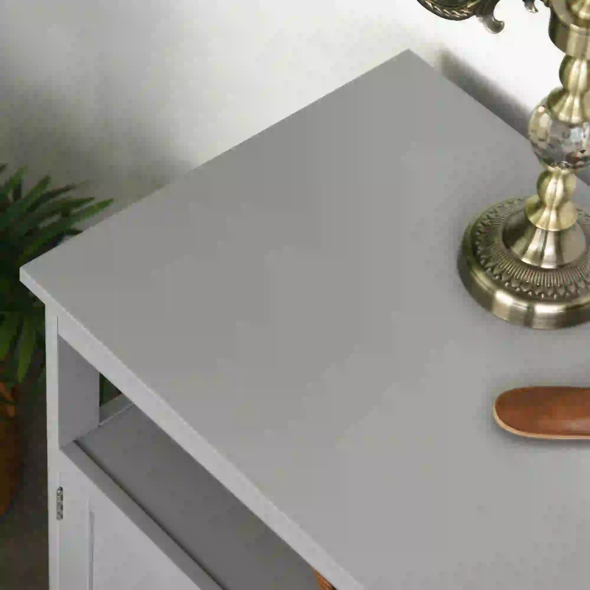 Kitchen Sideboard, Wooden Storage Cabinet, 2-Level, Grey Bar Cabinets at Gallery Canada