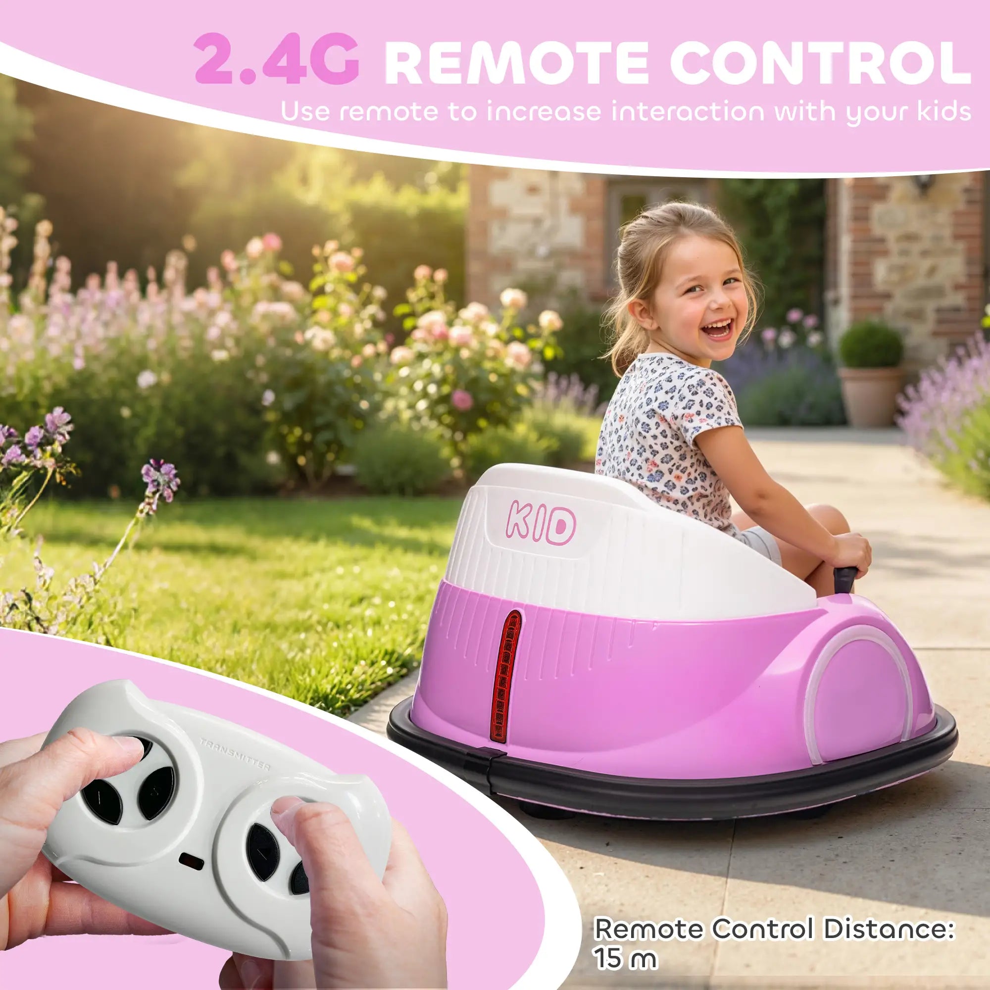 12V Bumper Car, 360 Remote Control, Lights Music Horn, 1.5-5 Years, Pink Electric Toy Cars at Gallery Canada