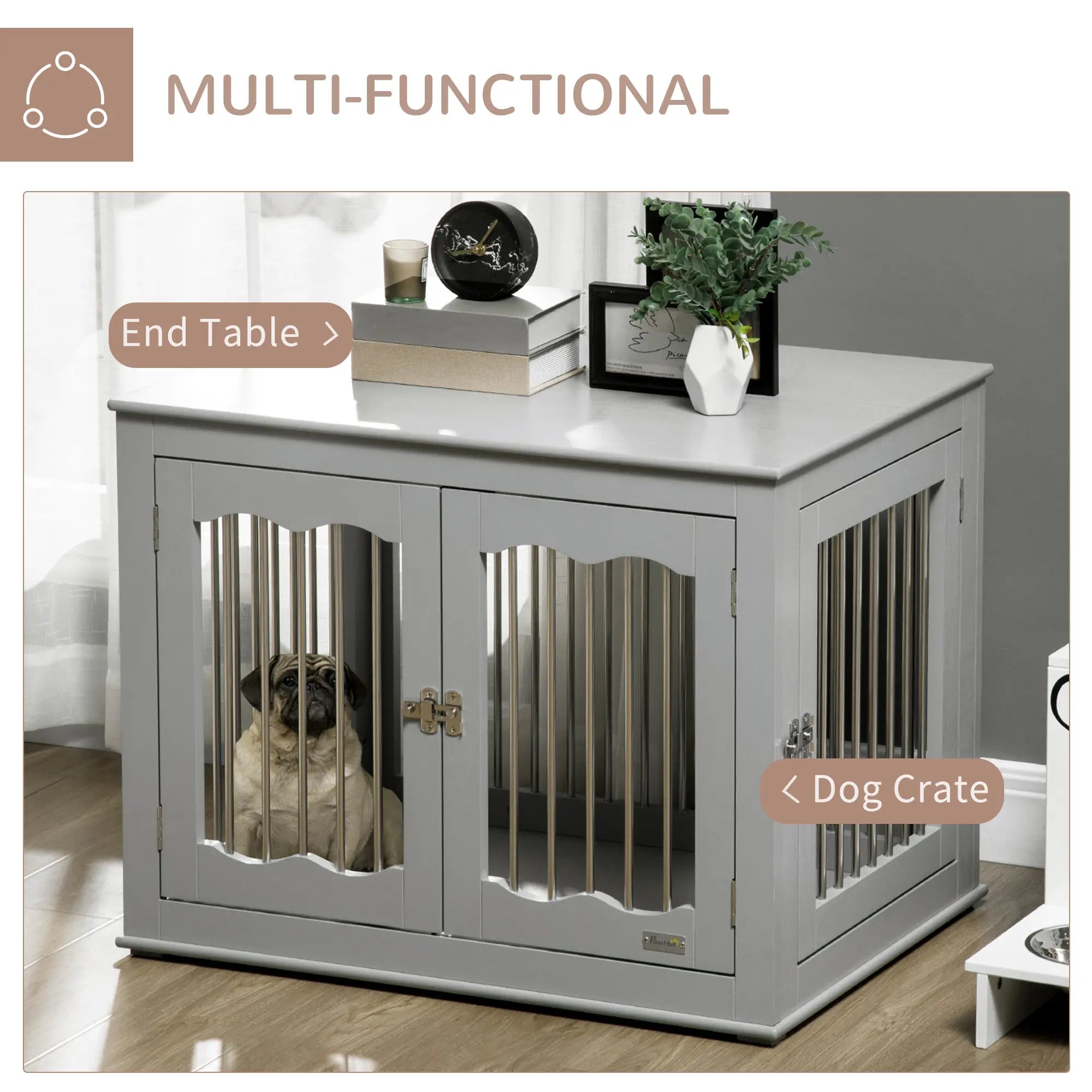 Dog Crate Furniture, Three Doors, Locks, Indoor, Medium, Grey Houses, Kennels & Pens at Gallery Canada
