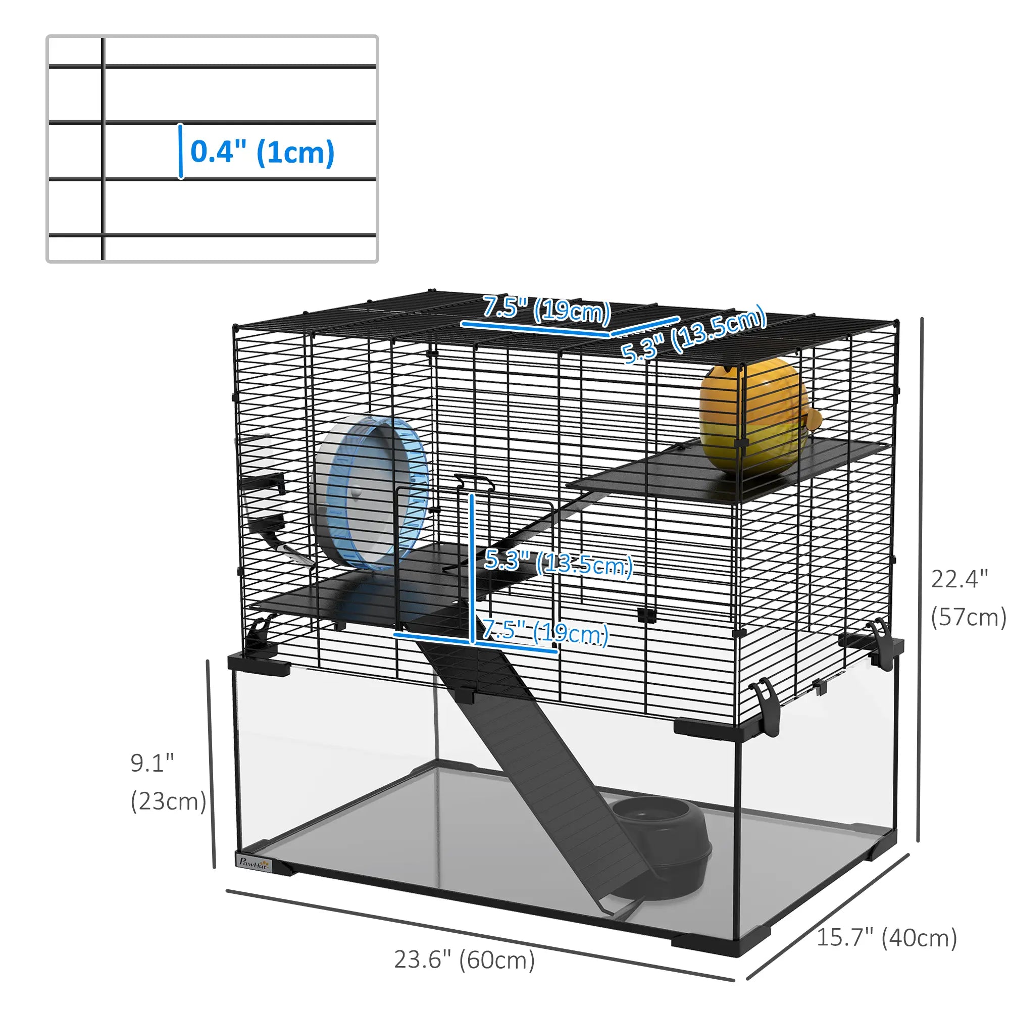 Hamster Cage, Gerbil Cage with Glass Basin, Small, Black Hamster Cages at Gallery Canada