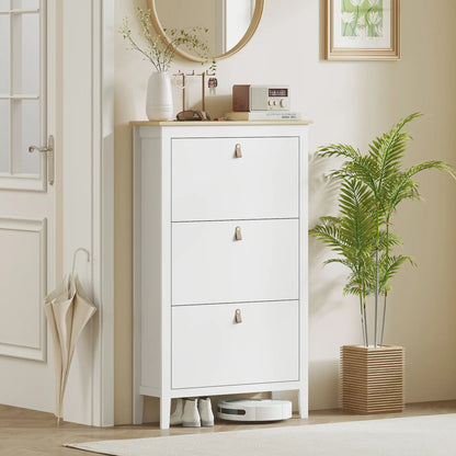 Narrow 3-Flip Drawer Shoe Cabinet, Adjustable Shelves, White Shoe Storage Cabinets & Racks at Gallery Canada