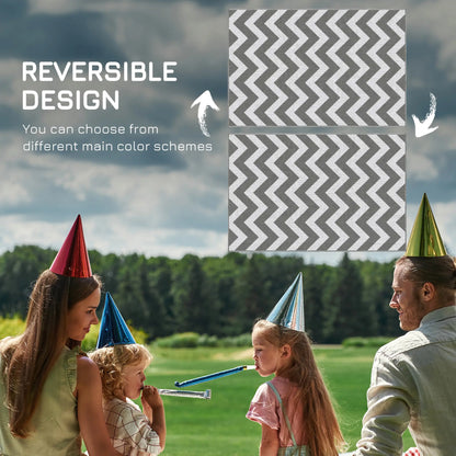 Reversible Outdoor RV Rug, 4' x 6', Patio Floor Mat, Grey & White Garden Decor at Gallery Canada