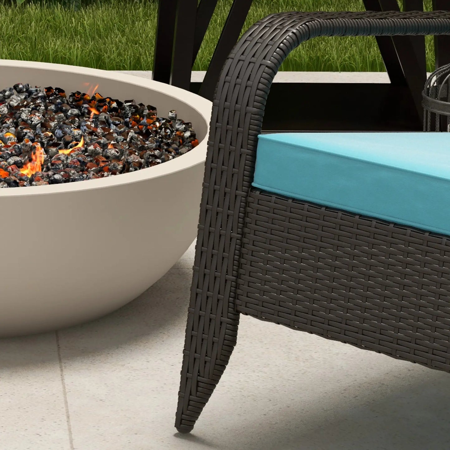 Wicker Adirondack Chair, Outdoor Rattan Chair with Cushions, Turquoise Patio Chairs at Gallery Canada