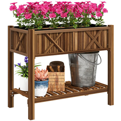 Wooden Raised Garden Bed, Elevated Planter Box, 34"x18"x30", Carbonized Raised Garden Beds at Gallery Canada