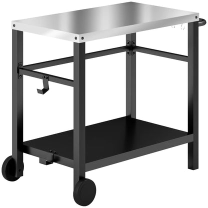 Outdoor Grill Cart, Stainless Steel Tabletop, 2-Shelf, Charcoal Grey Outdoor Grill Carts Charcoal Grey, Silver Tone at Gallery Canada