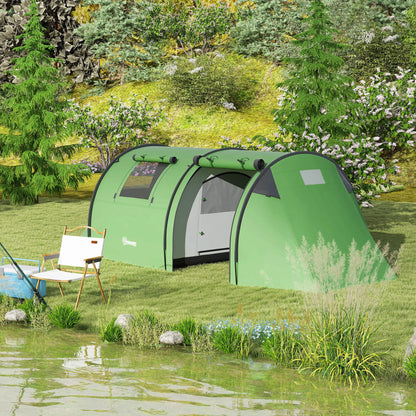 3-4 Person Camping Tent, 2 Rooms, 3000mm Waterproof, Dark Green Camping Tents at Gallery Canada
