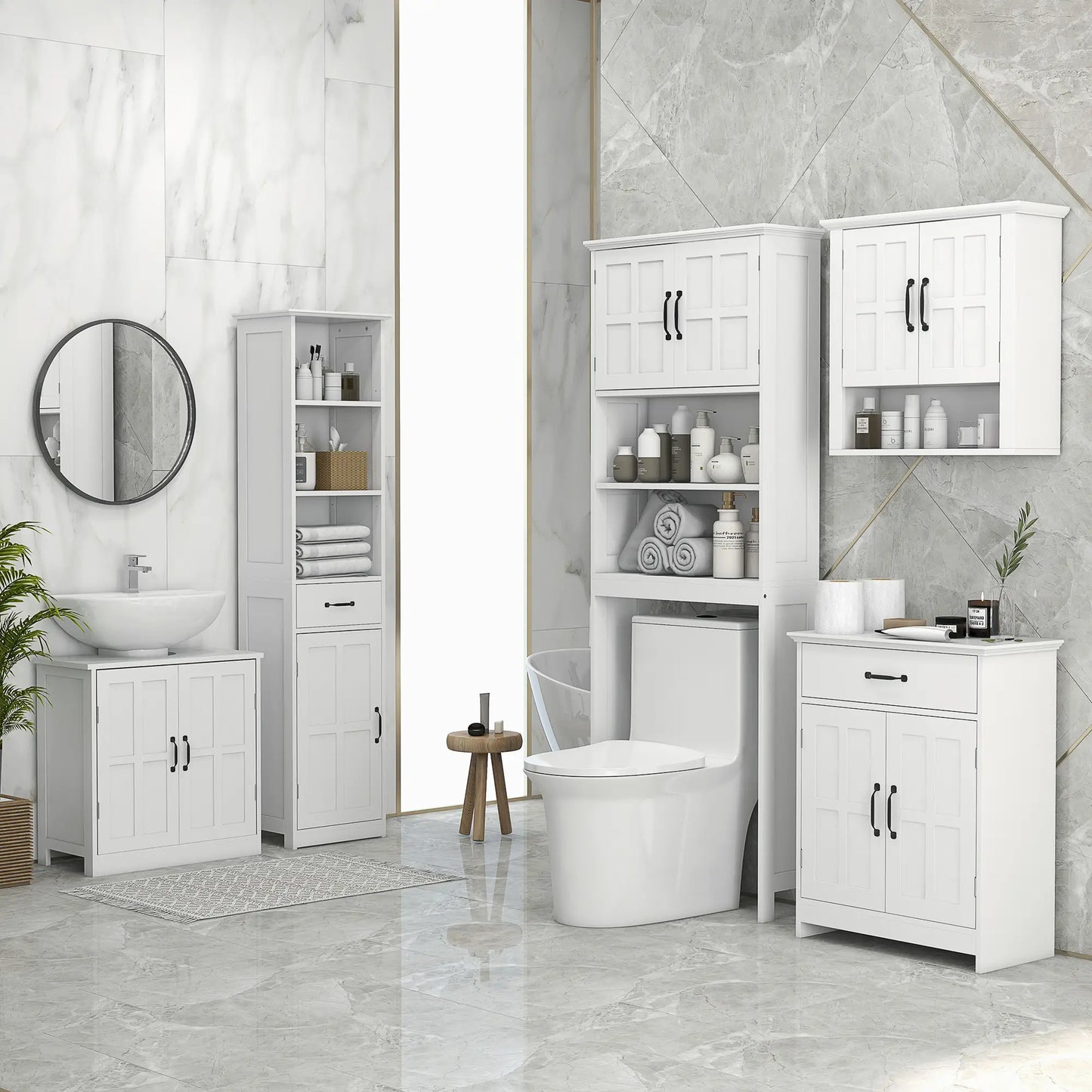 Bathroom Cabinet, 2 Doors, Adjustable Shelves, 23.6"x11.8"x29.5", White Bathroom Cabinets at Gallery Canada