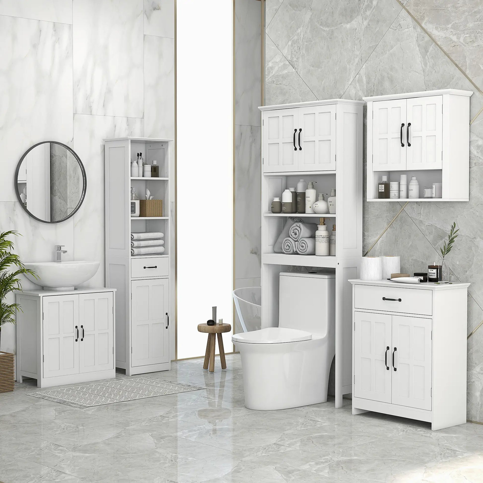 Bathroom Cabinet, 2 Doors, Adjustable Shelves, 23.6"x11.8"x29.5", White Bathroom Cabinets at Gallery Canada