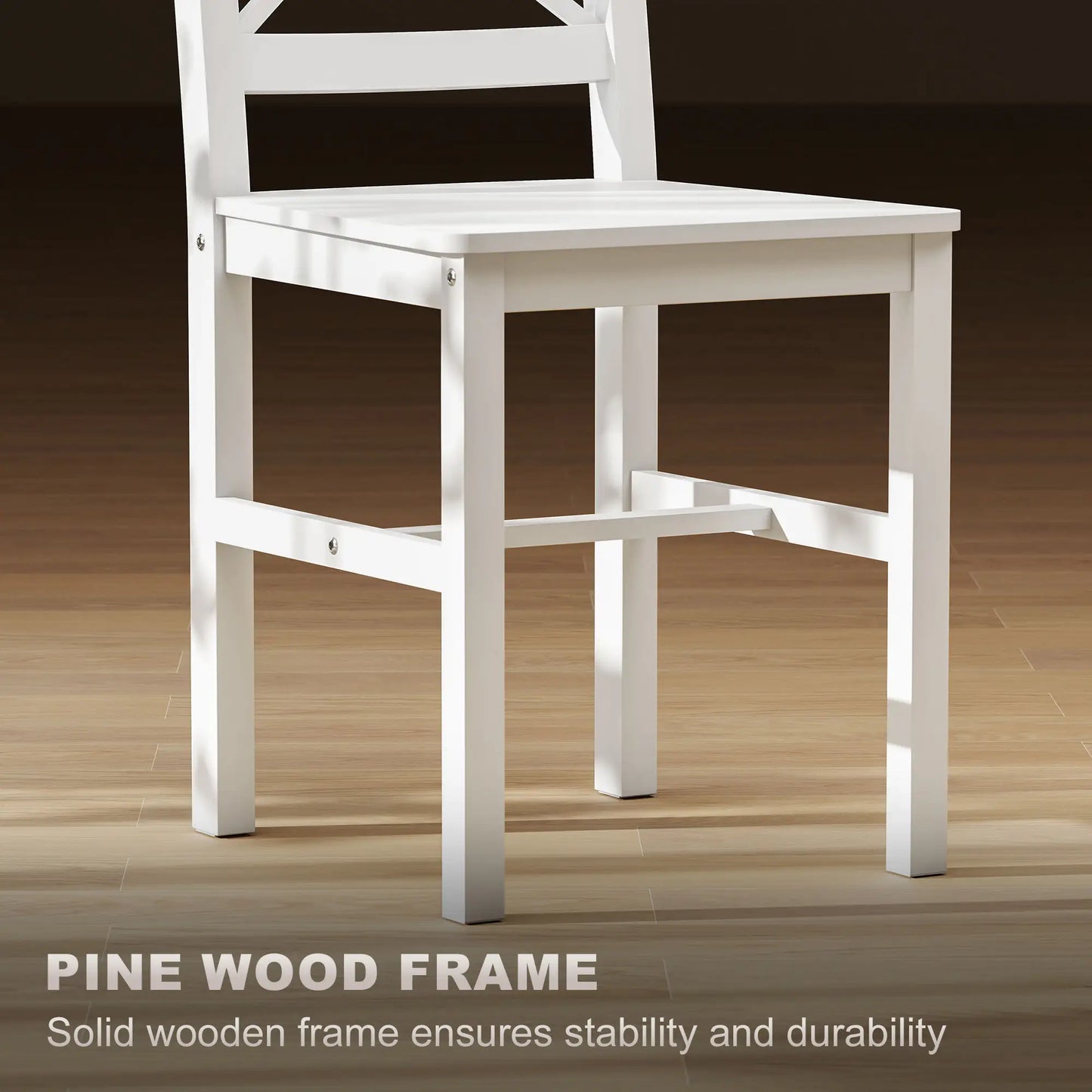 Wooden Dining Chairs Set of 4, Cross Back, Solid Structure, White Dining Chairs at Gallery Canada