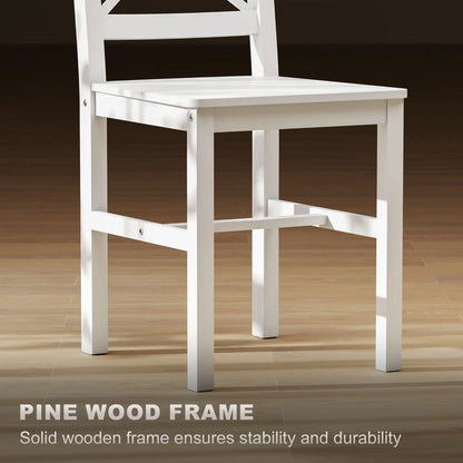 Wooden Dining Chairs Set of 4, Cross Back, Solid Structure, White Dining Chairs at Gallery Canada