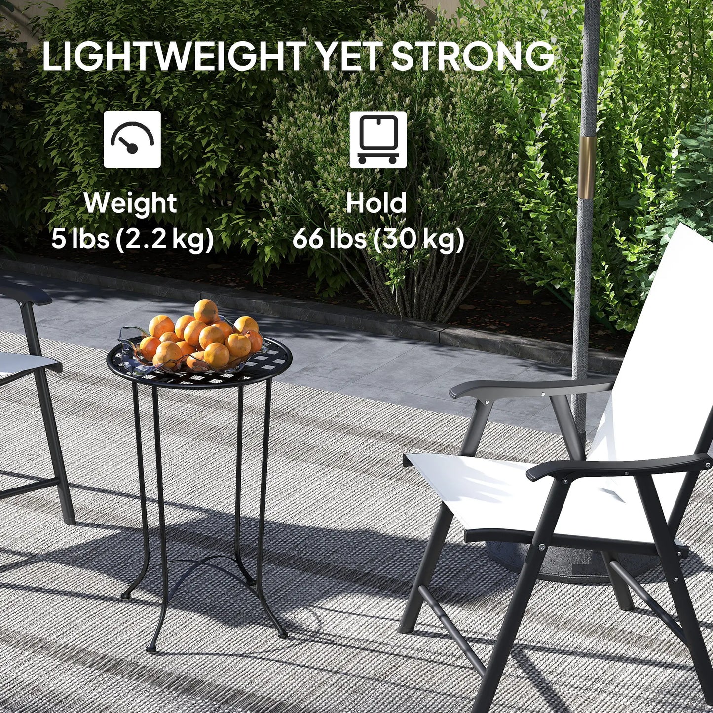 16" Round Outdoor Table, Metal Side Table, Black Patio Dinning Tables at Gallery Canada