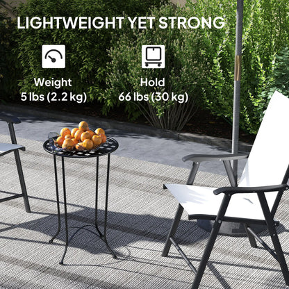 16" Round Outdoor Table, Metal Side Table, Black Patio Dinning Tables at Gallery Canada