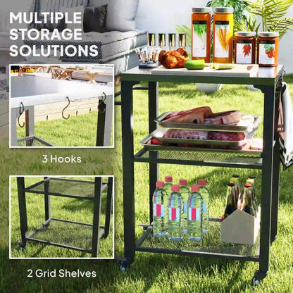 3-Shelf Outdoor Grill Cart, Stainless Steel Top, Wheels Outdoor Grill Carts at Gallery Canada