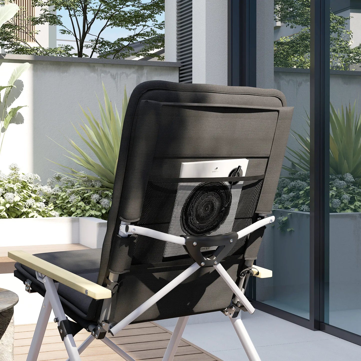 Portable Folding Camp Chairs 2 Pack, Padded Seat, High Back Recliner, Black Picnic Tables & Camping Chairs at Gallery Canada
