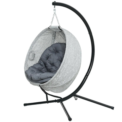 Egg Chair, Folding Basket, Hanging Swing with Stand, Cushions, Grey Patio Swings with Stand Grey, Black at Gallery Canada