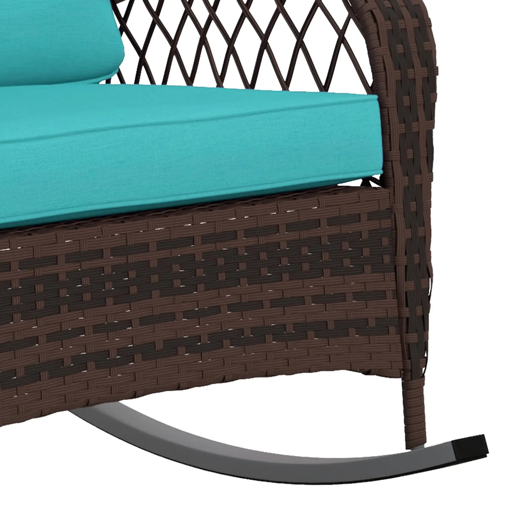 Outdoor Wicker Rattan Rocking Chair, Thick Cushions, Turquoise Outdoor Rocking Chairs at Gallery Canada
