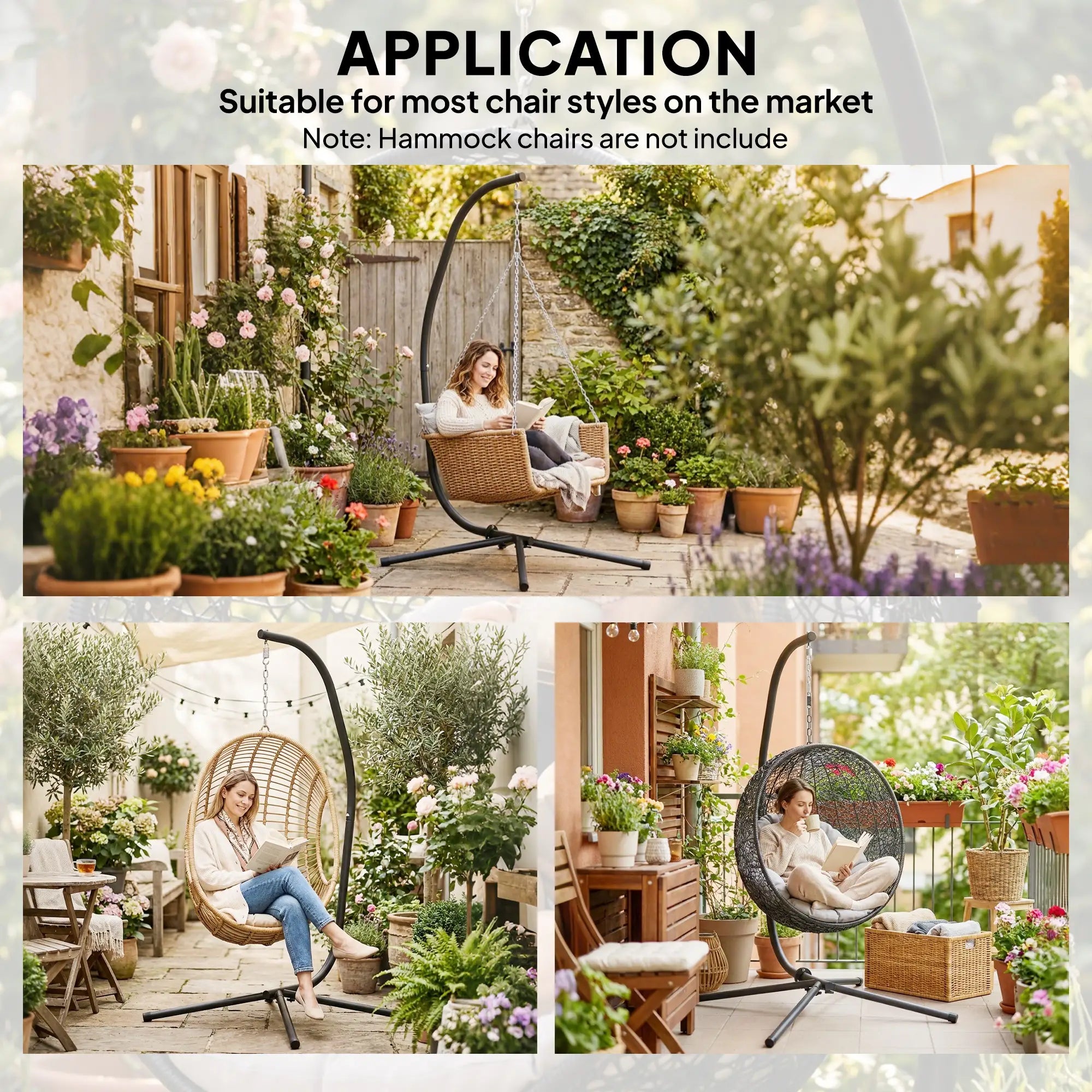 Heavy Duty Hanging Egg Chair Stand, 330lbs Weight, Black Hammock Stands at Gallery Canada