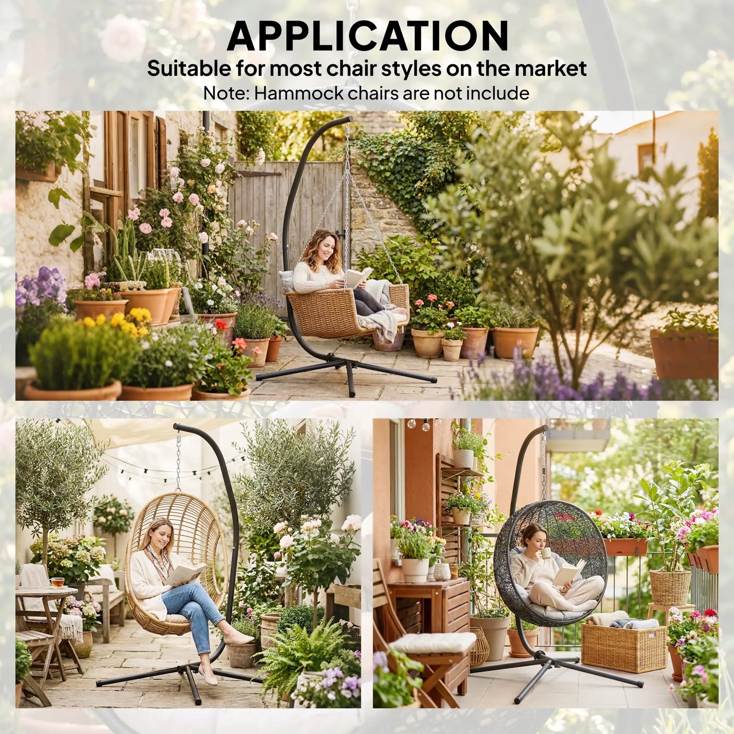 Heavy Duty Hanging Egg Chair Stand, 330lbs Weight, Black Hammock Stands at Gallery Canada