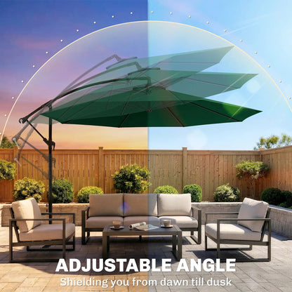 10' Deluxe Patio Umbrella, Offset Sunshade with Crank, Dark Green Cantilever Umbrellas at Gallery Canada