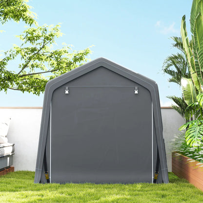 7.9' x 6.6' Garden Storage Tent, Metal Frame, Double Zipper Doors, Dark Grey Car Shelters at Gallery Canada