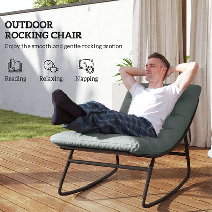 Outdoor Rocking Chair with Cushion, Steel Frame, Grey Outdoor Rocking Chairs at Gallery Canada