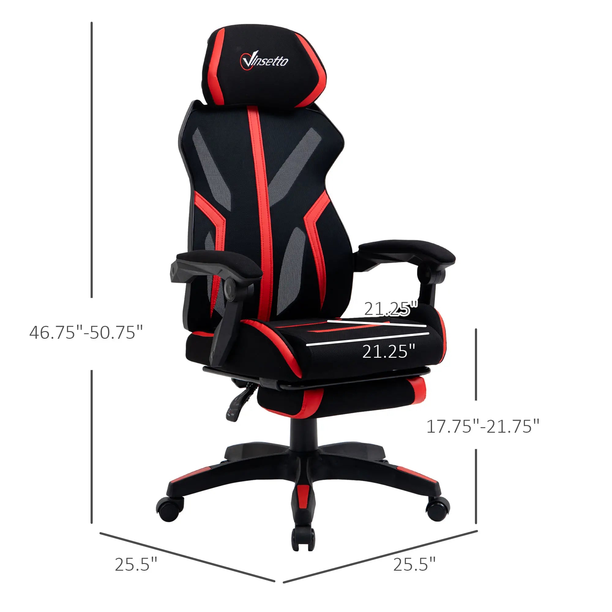 Racing Gaming Chair, Ergonomic Computer Chair with Footrest, Headrest, Black, Red Video Game Chairs at Gallery Canada