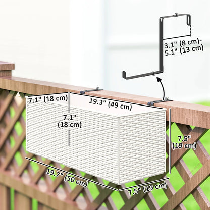 2 Pack 20 Inch Hanging Flower Pots, Railing Planter Box, White Planter Set at Gallery Canada