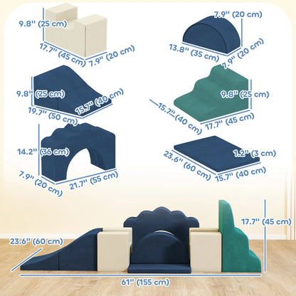 7-Piece Baby Soft Play Set, Indoor Gym for Crawling, Navy Blue Kids Gym & Playmats at Gallery Canada