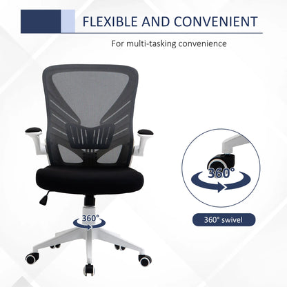 Mesh Office Chair, Swivel Task Desk, Lumbar Support, Flip-Up Arm, Adjustable Height, Grey/Black Task Chairs at Gallery Canada