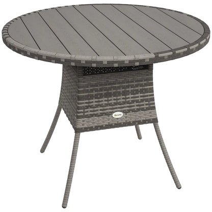 35.4" Outdoor Wicker Dining Table, PE Rattan Patio Furniture, Grey Patio Dining Tables at Gallery Canada