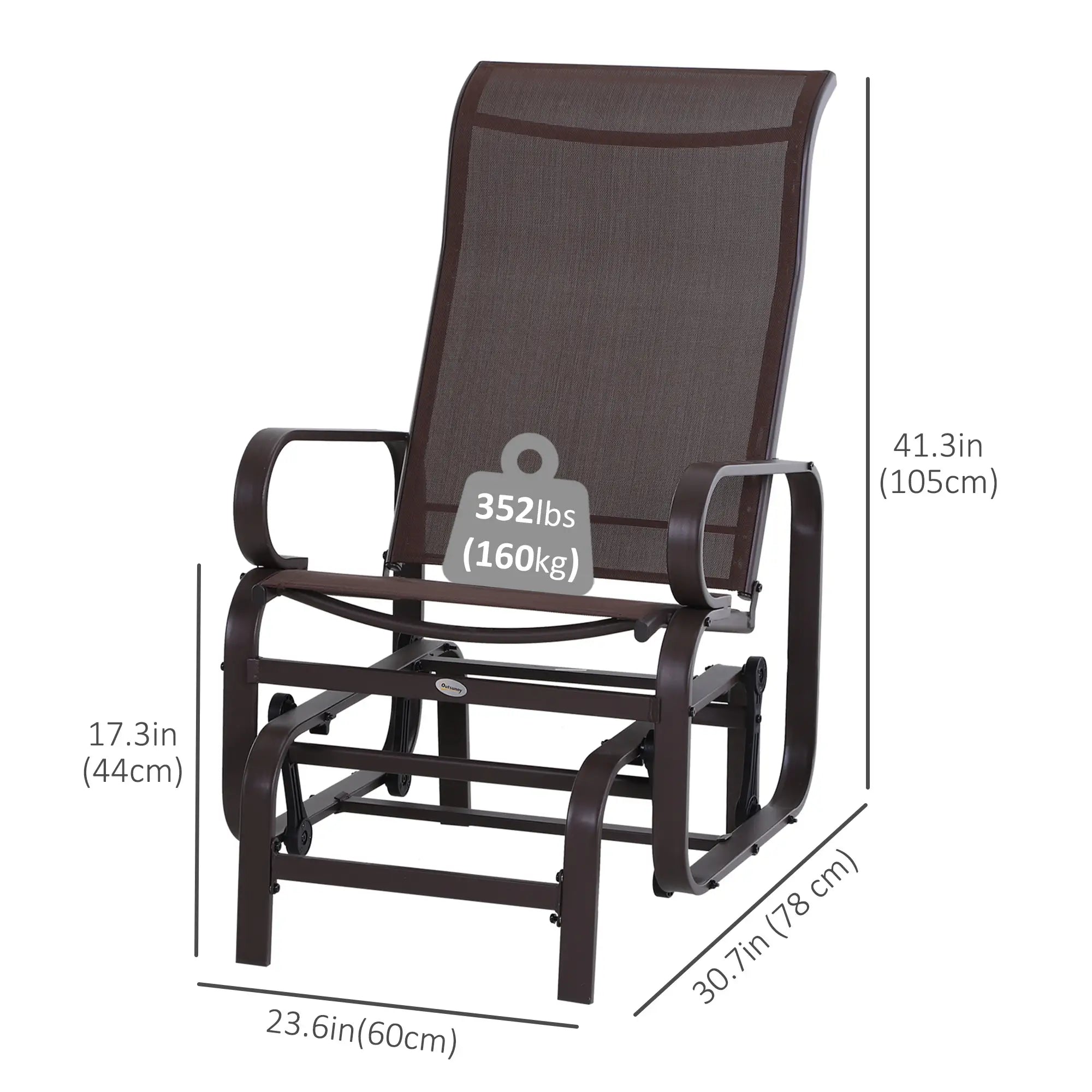 Patio Glider with Mesh Fabric, Outdoor Rocking Chair, Brown Outdoor Rocking Chairs at Gallery Canada