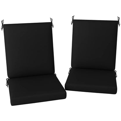 Outdoor Cushions Set of 2, Dining Chair Seat Cushions with Back, Fade-Resistant, Black Patio Chair Cushions at Gallery Canada