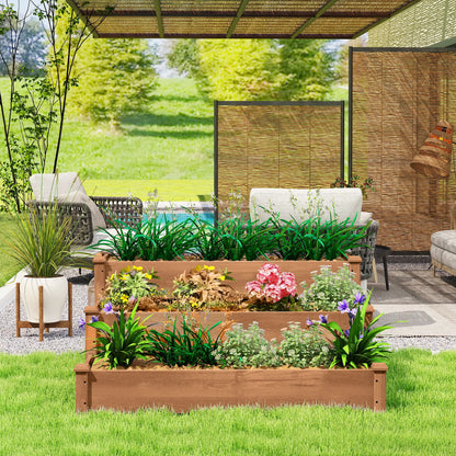 3-Tier Garden Bed Planter Box, 49"x49"x22", Brown Raised Garden Beds at Gallery Canada