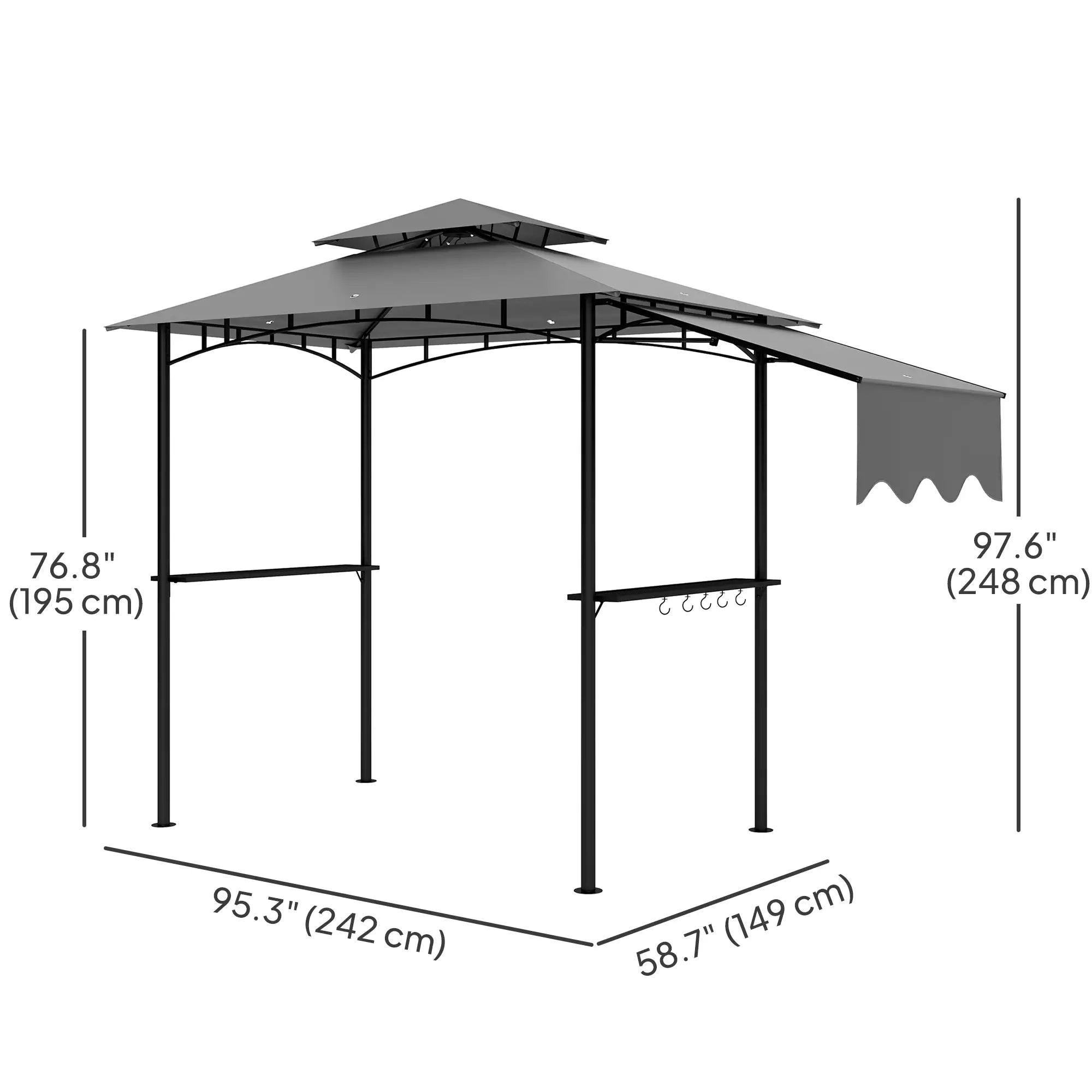 8'x5' Grill Gazebo, Double Tiered Barbecue Shelter, Light Grey BBQ Grill Gazebos at Gallery Canada