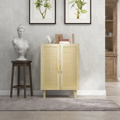 Boho Sideboard With Rattan Doors, Natural