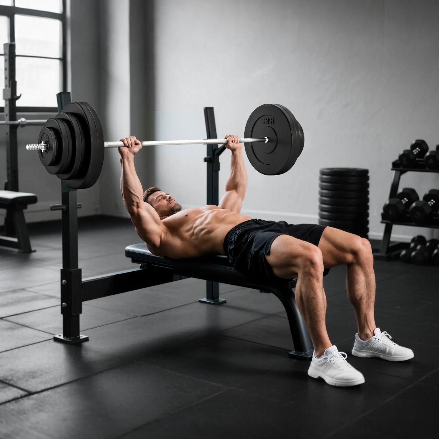 154 lbs Barbell Weight Set, Adjustable Weights, 67" Barbell Bar Dumbbells & Barbells at Gallery Canada