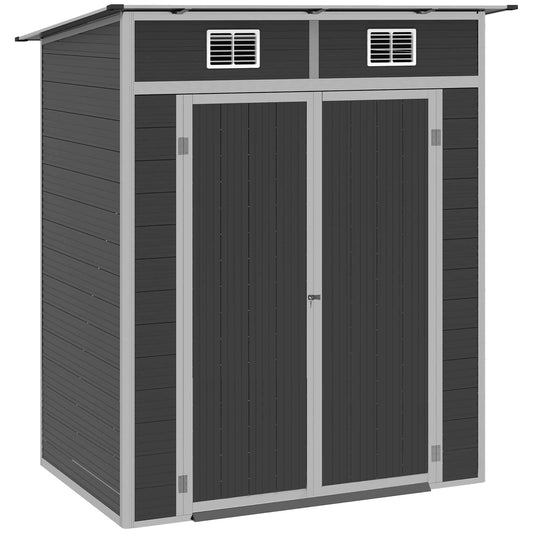 6' x 4' Outdoor PVC Storage Shed, Garden Tool House Weather Resistant with Lock, Foundation and 2 Air Vents for Backyard, Patio, Lawn - Gallery Canada