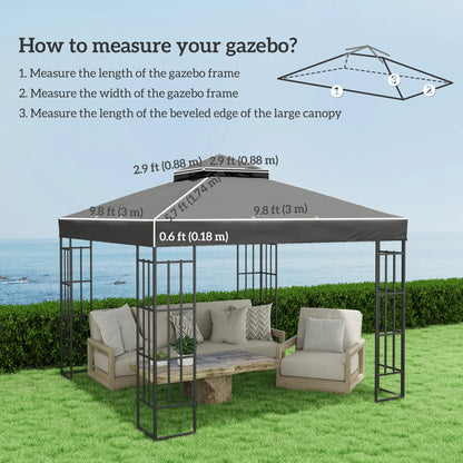 10' x 10' Gazebo Canopy Replacement Cover, UPF30+, Top Cover Only, Dark Grey Gazebo Canopy Replacement at Gallery Canada