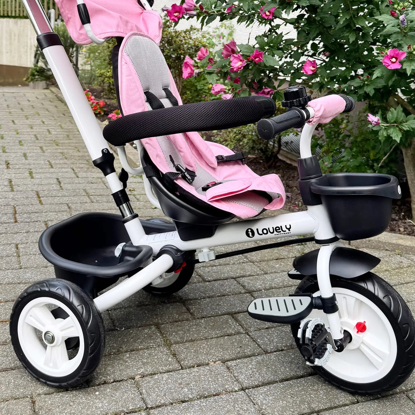 6 in 1 Toddler Tricycle, Parent Push Handle, Canopy, Storage Baskets, Pink Tricycles for Kids at Gallery Canada