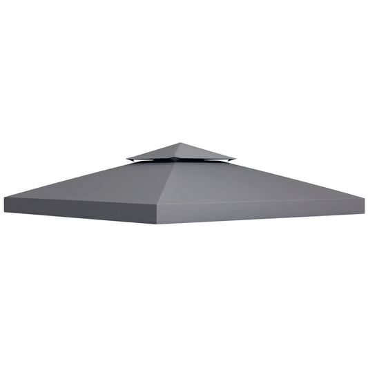 10' x 10' Square 2-Tier Gazebo Canopy Cover, Dark Grey Gazebo Canopy Replacement Dark Grey at Gallery Canada