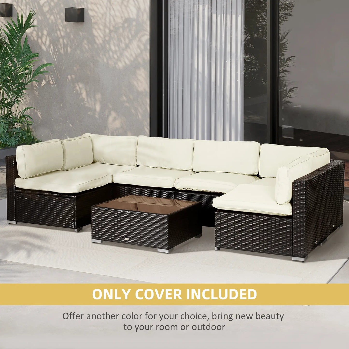 14pc Patio Rattan Sofa Set, Polyester Cushion Cover, Cream White Patio Chair Cushions at Gallery Canada